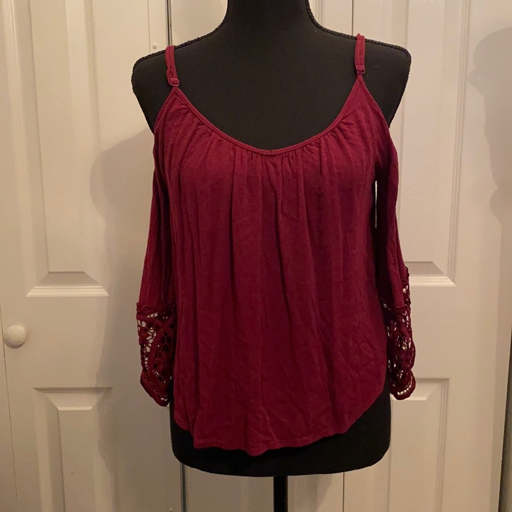 Blouse | top | long-sleeve | small | burgundy